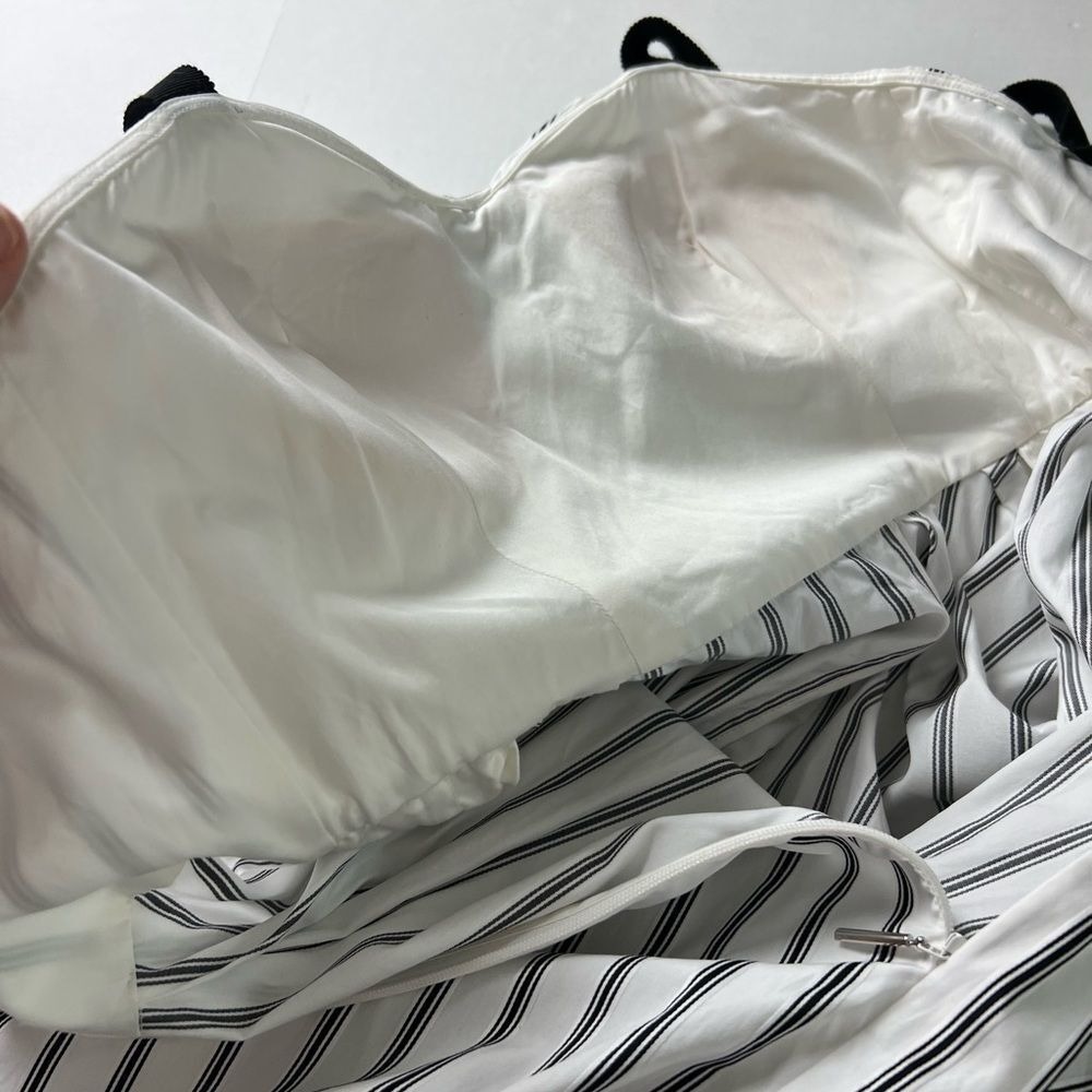 Jason Wu Striped Twisted Bodice Midi Dress White Black Size 4 - Picture 13 of 16